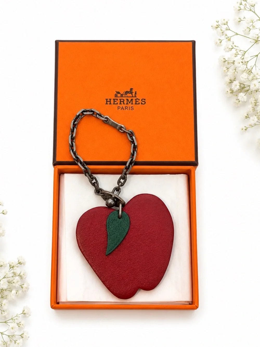 Hermès Vintage Leather Fruit Apple Bag Charm - Picture 1 of 13